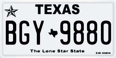 TX license plate BGY9880