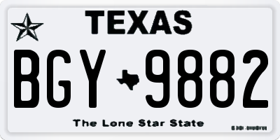 TX license plate BGY9882