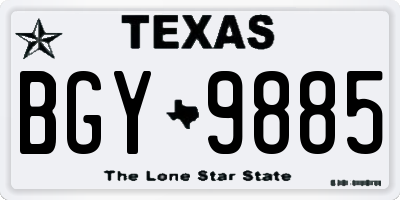 TX license plate BGY9885