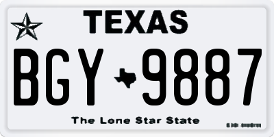 TX license plate BGY9887