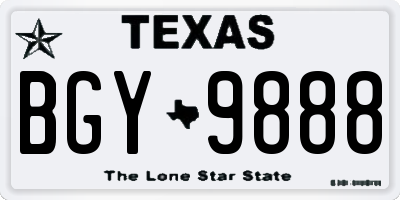 TX license plate BGY9888