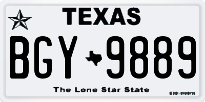 TX license plate BGY9889