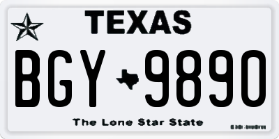 TX license plate BGY9890