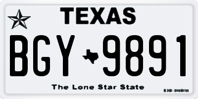 TX license plate BGY9891