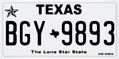 TX license plate BGY9893