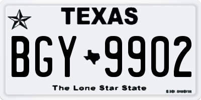 TX license plate BGY9902