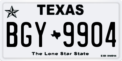 TX license plate BGY9904