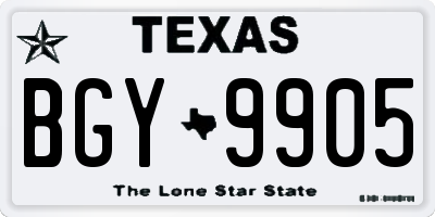 TX license plate BGY9905