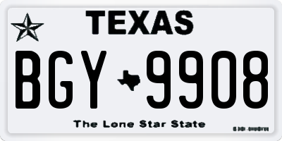 TX license plate BGY9908