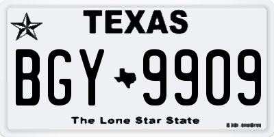 TX license plate BGY9909
