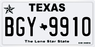 TX license plate BGY9910