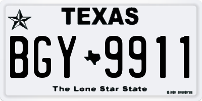 TX license plate BGY9911