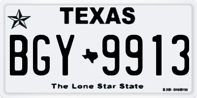 TX license plate BGY9913
