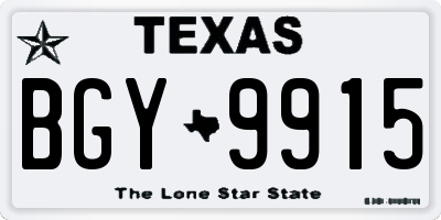 TX license plate BGY9915