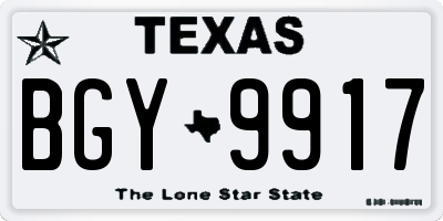 TX license plate BGY9917