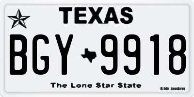 TX license plate BGY9918