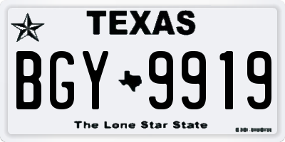 TX license plate BGY9919