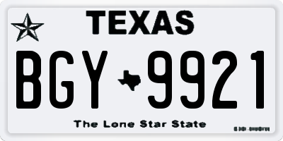 TX license plate BGY9921