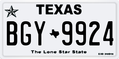TX license plate BGY9924