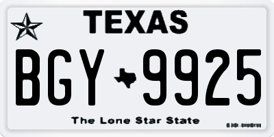 TX license plate BGY9925