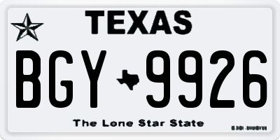 TX license plate BGY9926