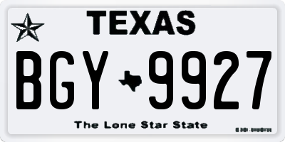 TX license plate BGY9927