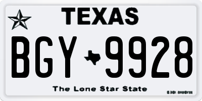 TX license plate BGY9928