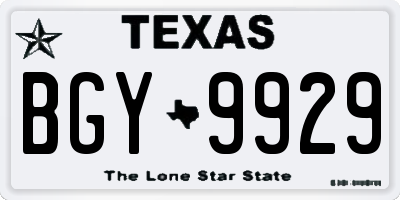 TX license plate BGY9929