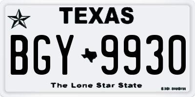 TX license plate BGY9930