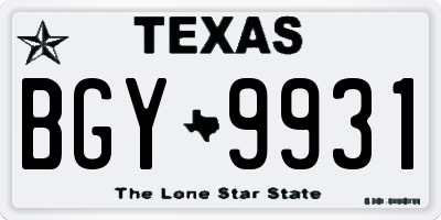 TX license plate BGY9931