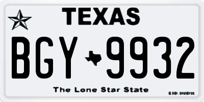 TX license plate BGY9932