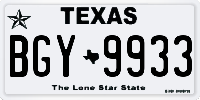 TX license plate BGY9933