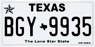 TX license plate BGY9935