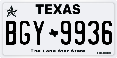 TX license plate BGY9936