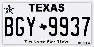 TX license plate BGY9937