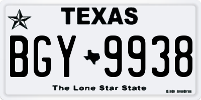TX license plate BGY9938
