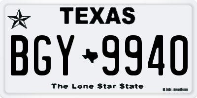 TX license plate BGY9940