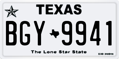 TX license plate BGY9941