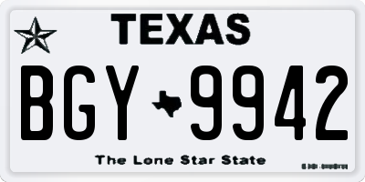 TX license plate BGY9942