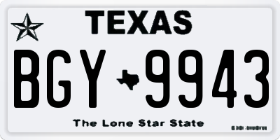 TX license plate BGY9943