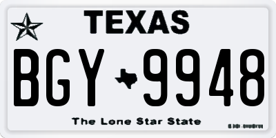 TX license plate BGY9948