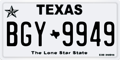 TX license plate BGY9949
