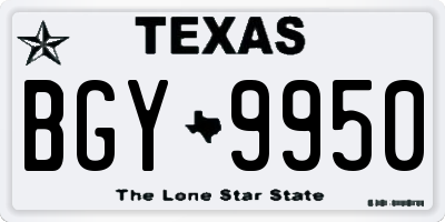 TX license plate BGY9950