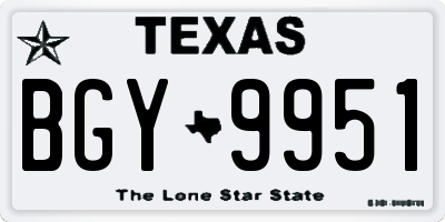 TX license plate BGY9951