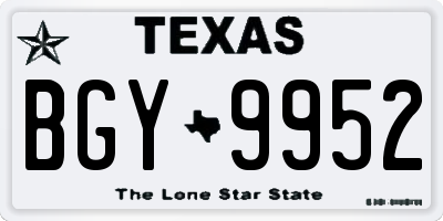 TX license plate BGY9952