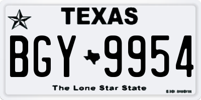 TX license plate BGY9954