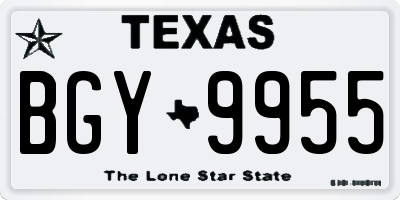 TX license plate BGY9955