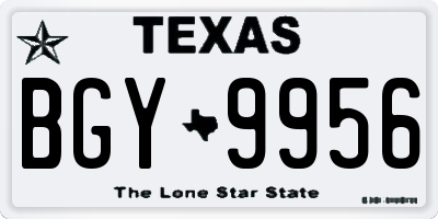 TX license plate BGY9956