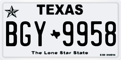 TX license plate BGY9958