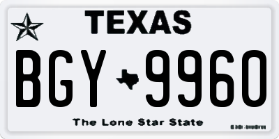 TX license plate BGY9960